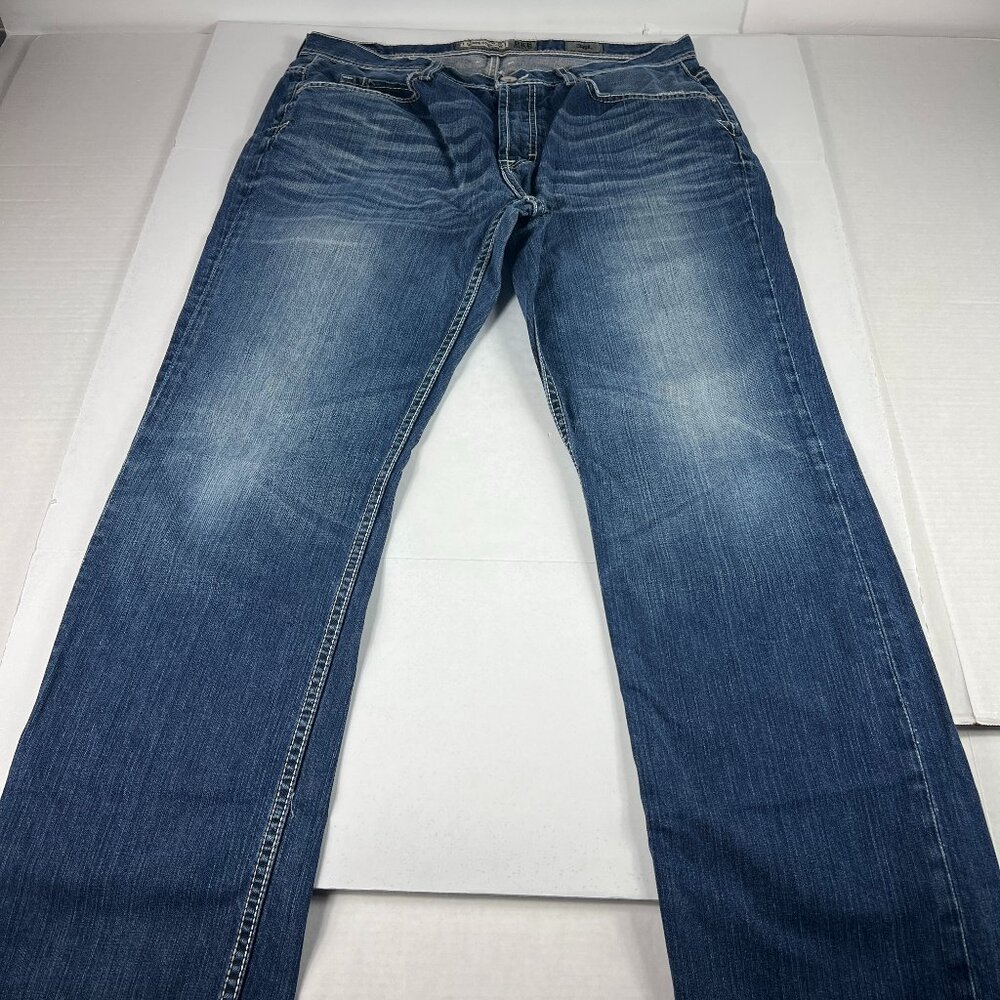 BKE Jeans Men's 37* Long Derek Straight Blue Faded Whisker Cotton Denim Tag 36